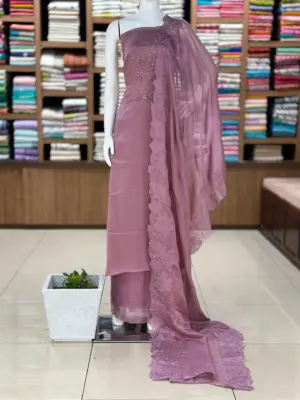 Unstitched Handworked Shimmer Viscose Organza Salwar Set