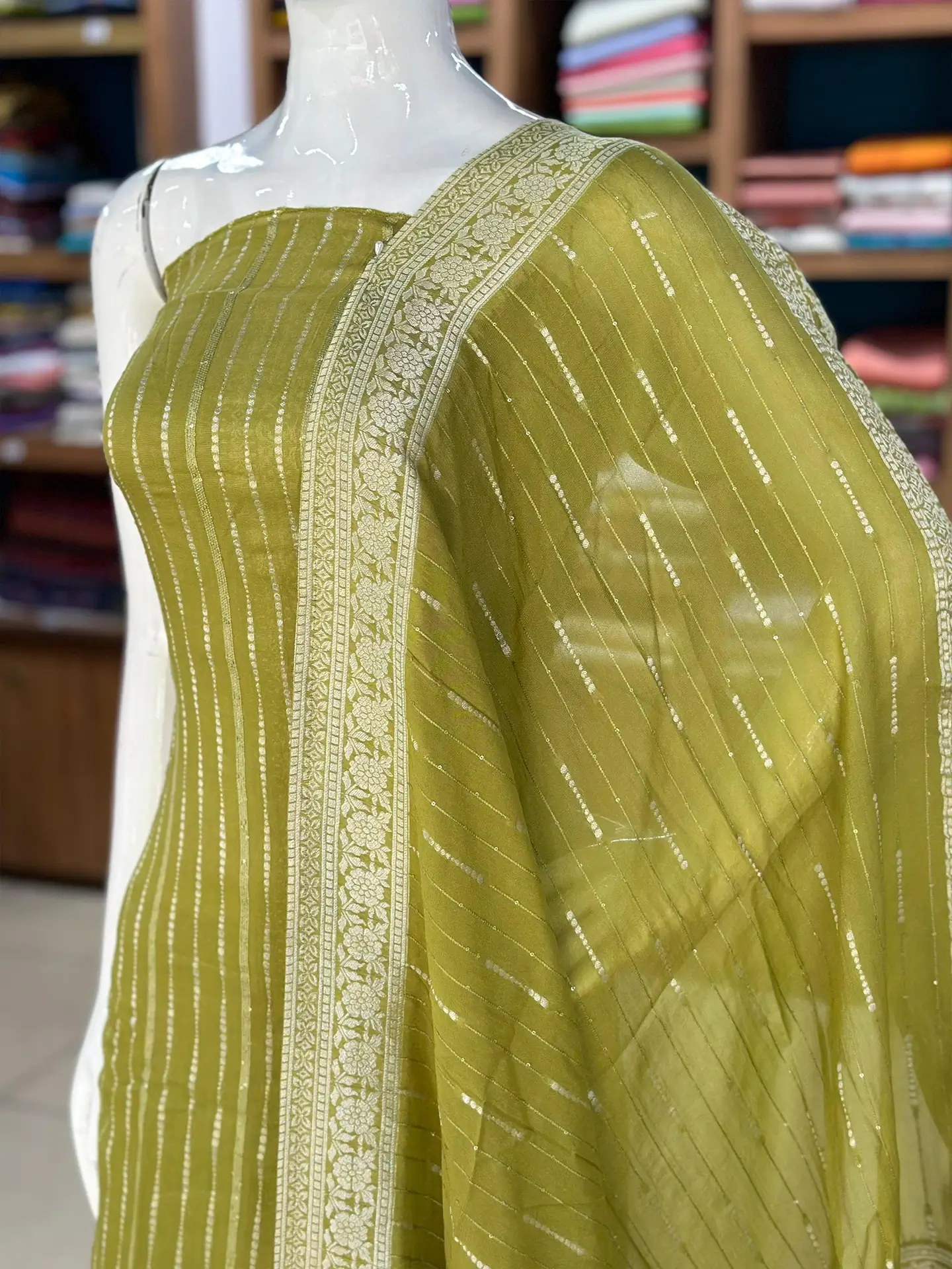 Banarasi Georgette Suit Set with Santoon Bottom - Image 2