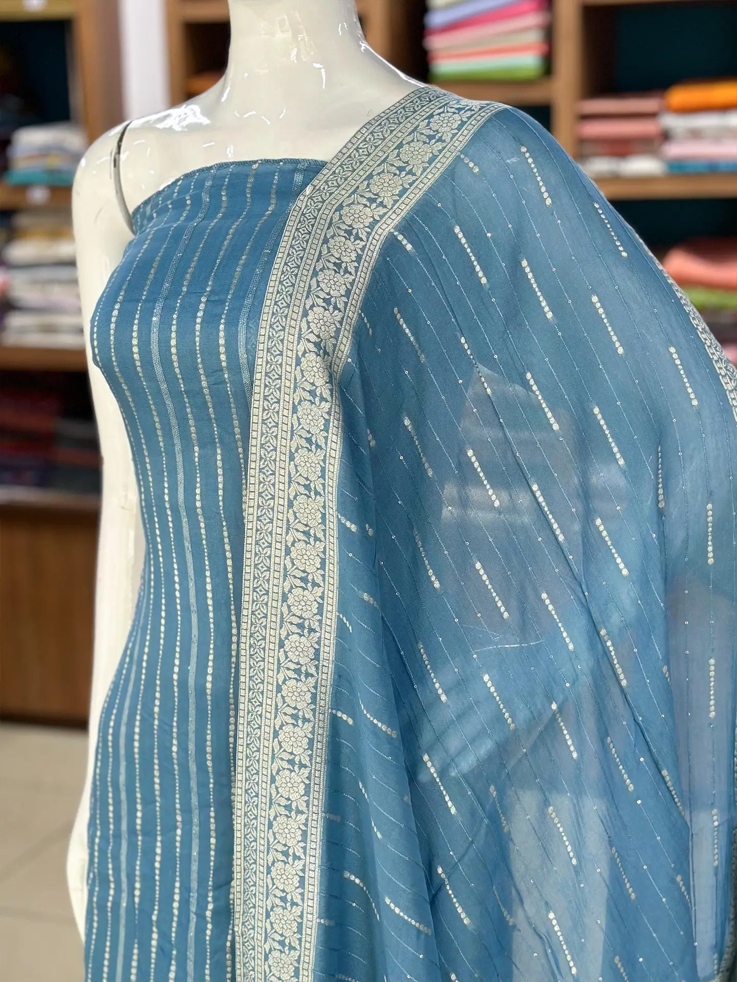 Banarasi Georgette Suit Set with Santoon Bottom - Image 10