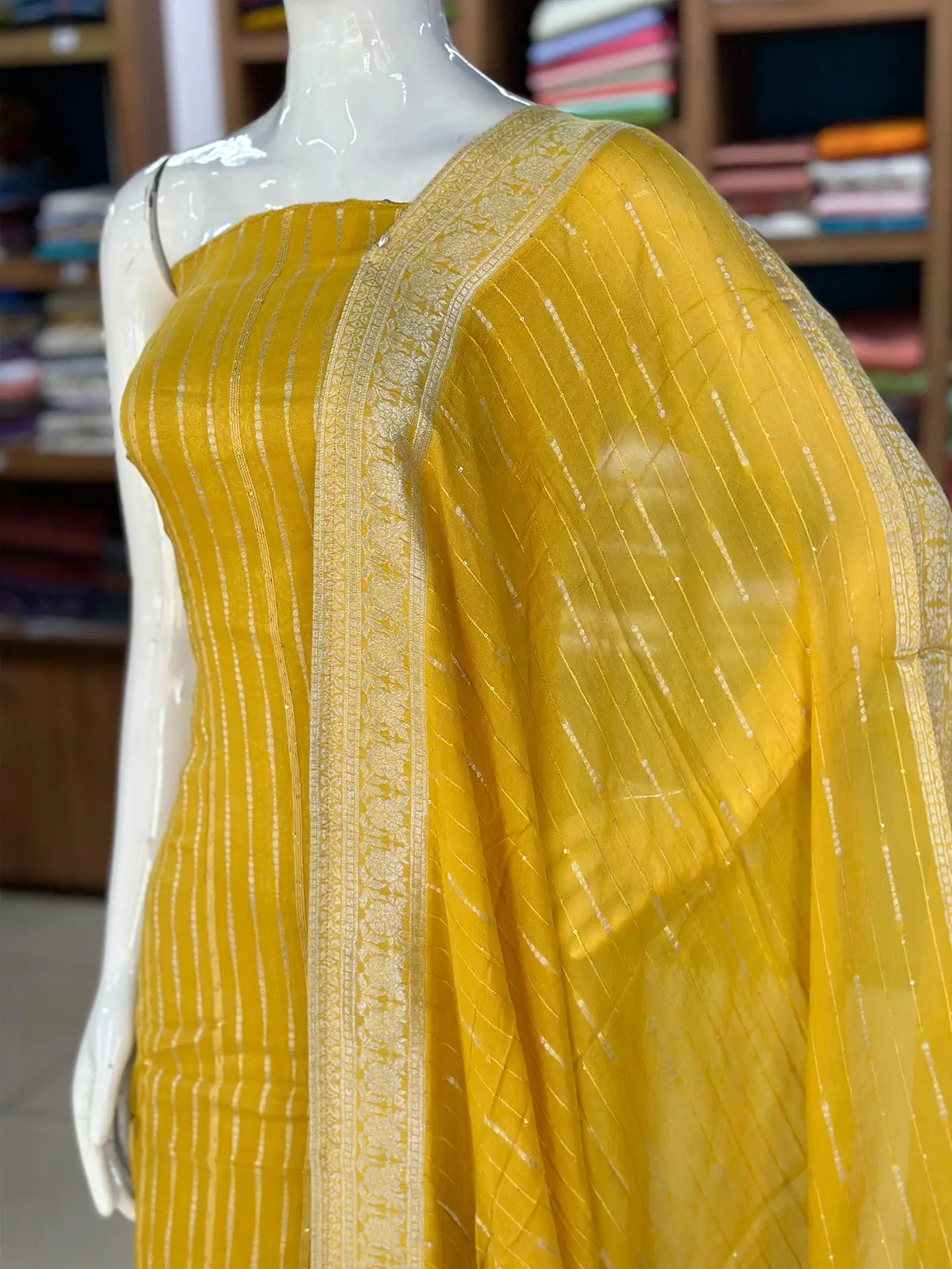 Banarasi Georgette Suit Set with Santoon Bottom - Image 8