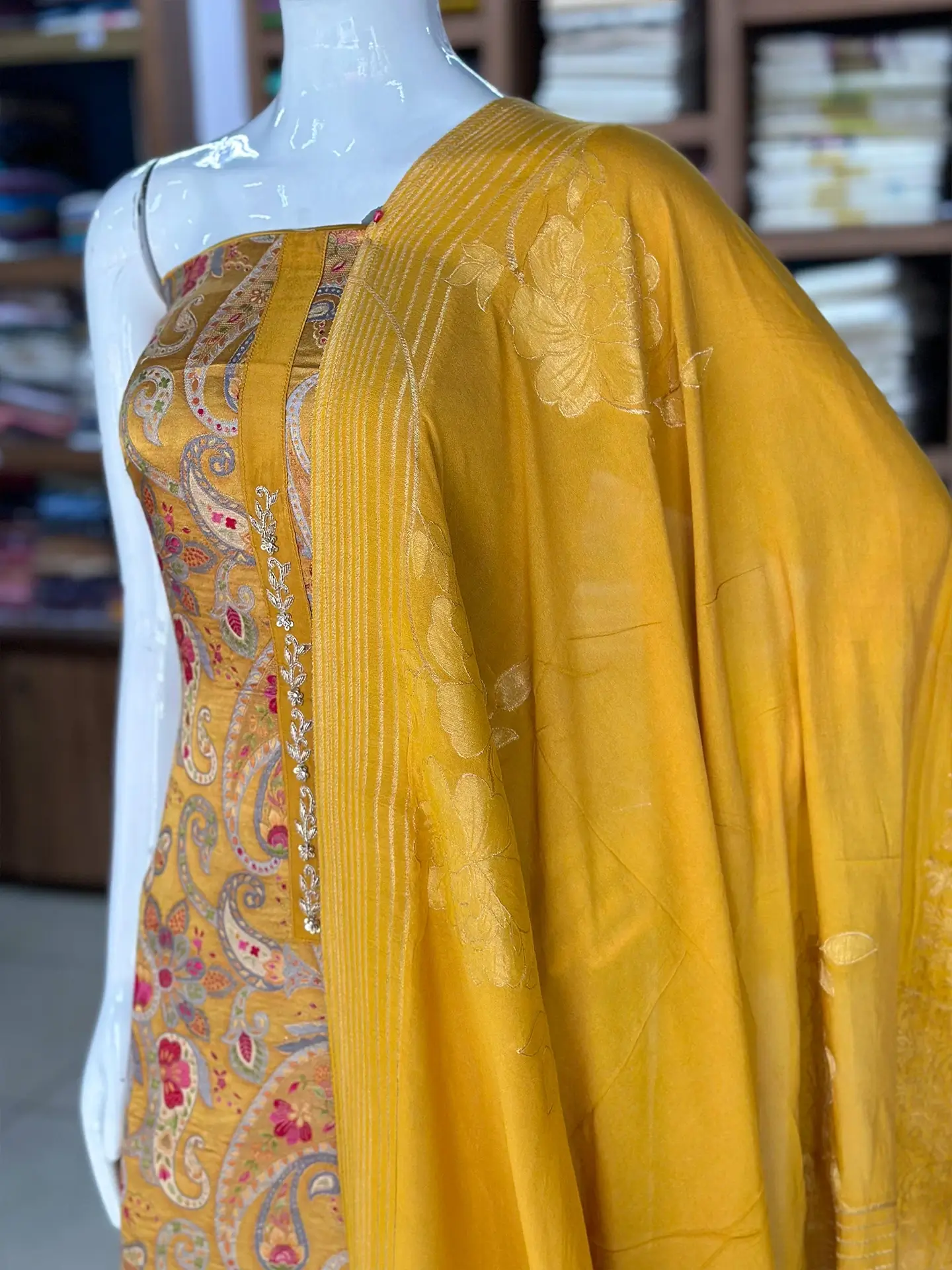 Silk Brasso Suit Set with Banarasi Dupatta - Image 2