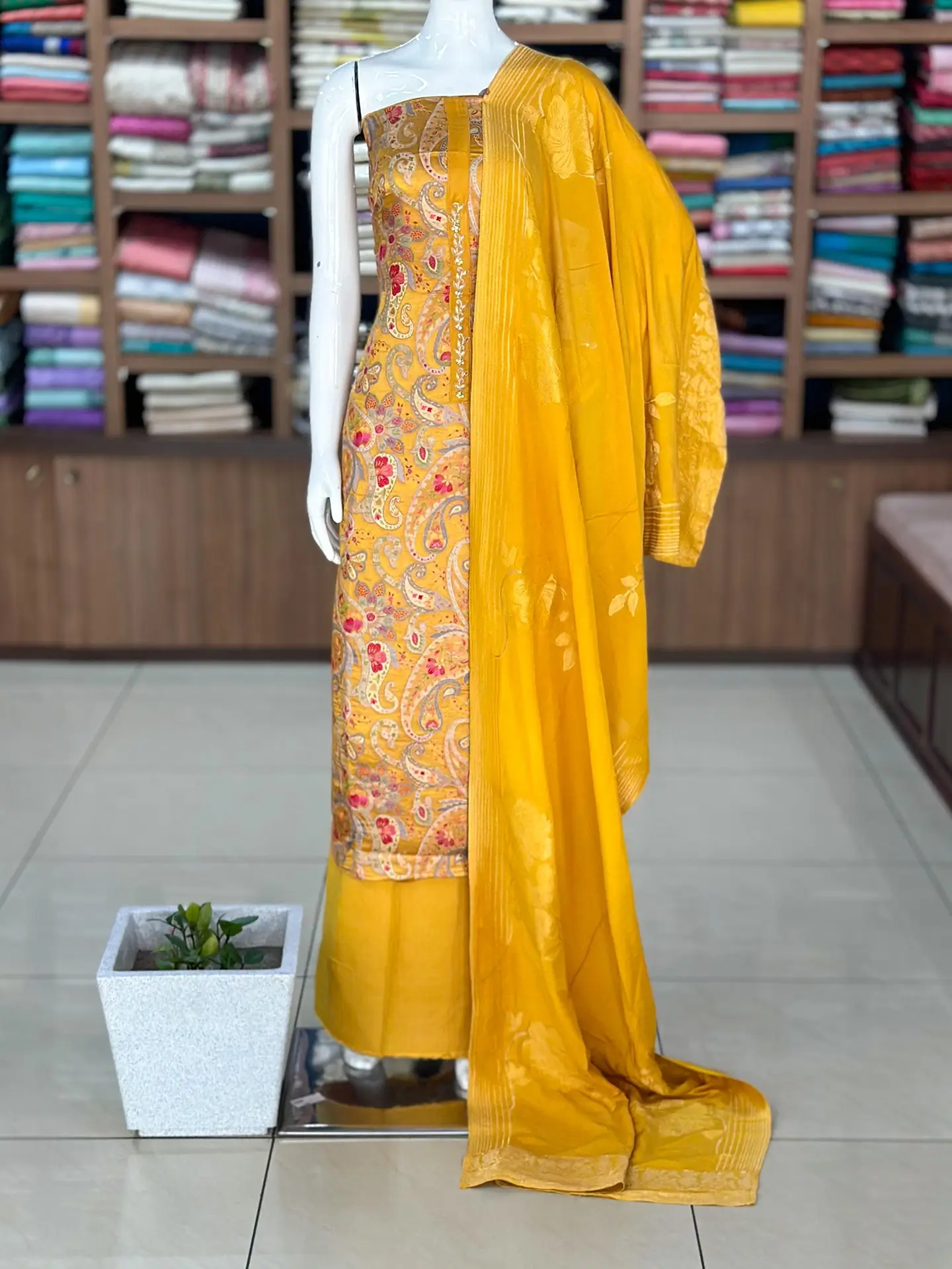 Silk Brasso Suit Set with Banarasi Dupatta