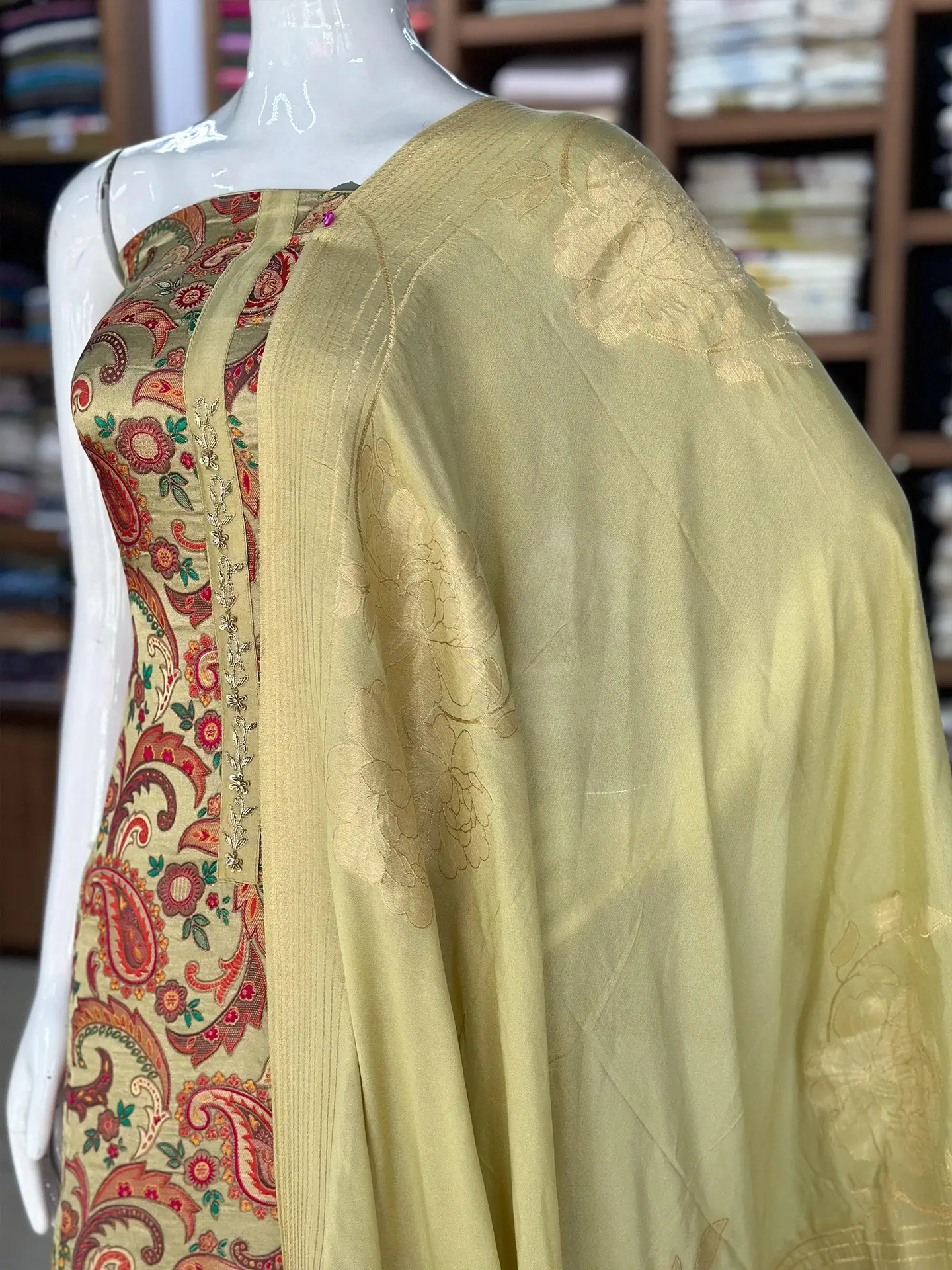 Silk Brasso Suit Set with Banarasi Dupatta - Image 2